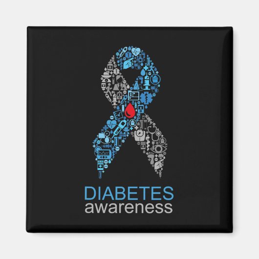 World Diabetes Day Diabetes Awareness Ribbon  マグネット (正面)