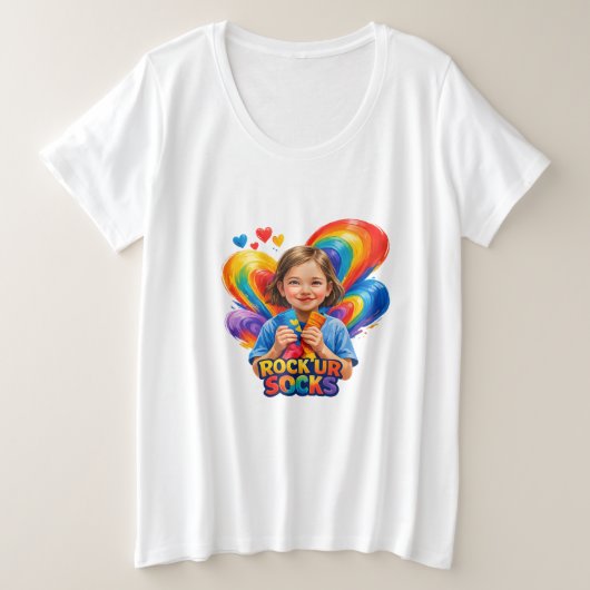World Down Syndrome Day プラスサイズTシャツ (デザイン正面)