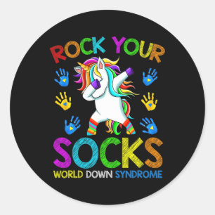 World Down Syndrome Day For Boy Kids Rock Your Soc ラウンドシール