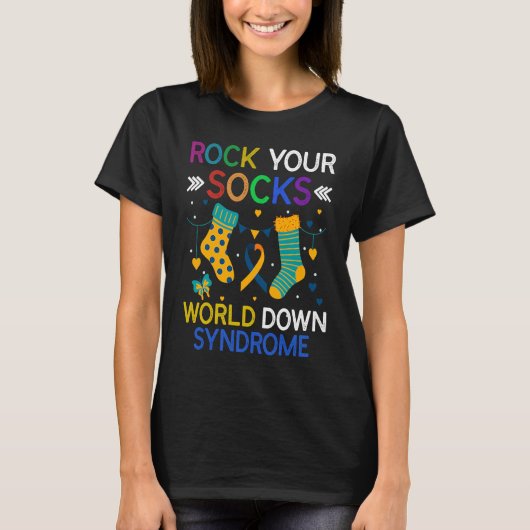 World Down Syndrome Day  Rock Your Socks Awareness Tシャツ (正面)