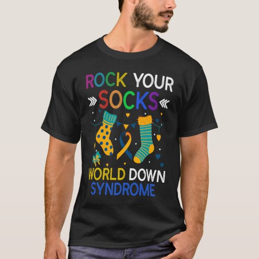 World Down Syndrome Day  Rock Your Socks Awareness Tシャツ (正面)