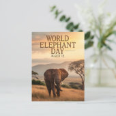 World Elephant Day African Savanna Art シーズンポストカード (スタンド正面)