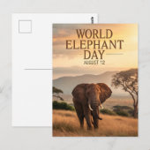 World Elephant Day African Savanna Art ポストカード (正面/裏面)
