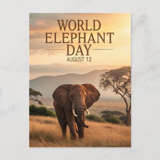 World Elephant Day African Savanna Art ポストカード (正面)