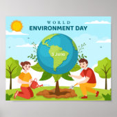  World Environment Day Custom Text Planting Trees ポスター (正面)