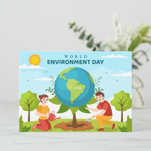 World Environment Day Tree Planting Flat Card (スタンド正面)