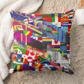 World Flag Global Glitch Abstract Collage  クッション (ブランケット)