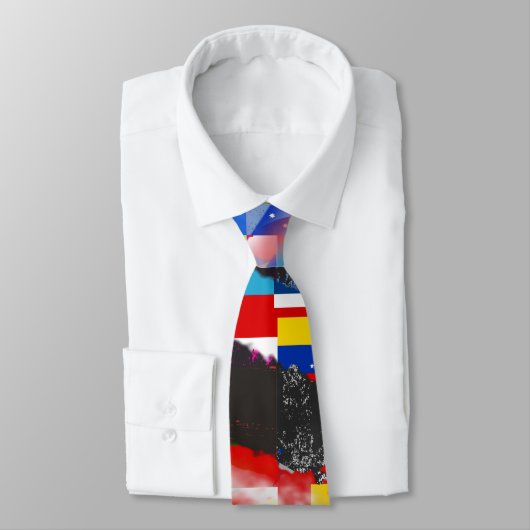 World Flag Global Glitch Abstract Collage  ネクタイ (タイ)