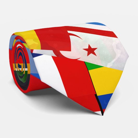 World Flag Global Glitch Abstract Collage ネクタイ (ロール)