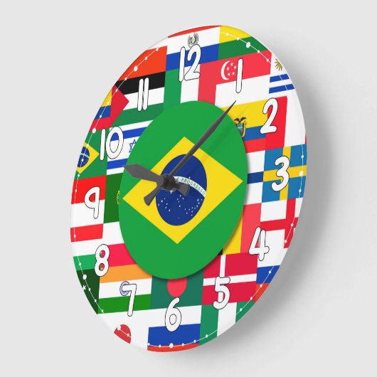 World Flags Wall Clock – International Decor ラージ壁時計 (傾斜)