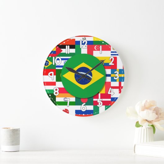 World Flags Wall Clock – International Decor ラージ壁時計 (ホーム)