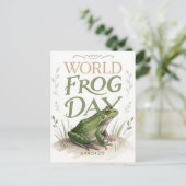 World Frog Day Watercolor Nature Art シーズンポストカード (スタンド正面)