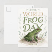 World Frog Day Watercolor Nature Art シーズンポストカード (正面/裏面)