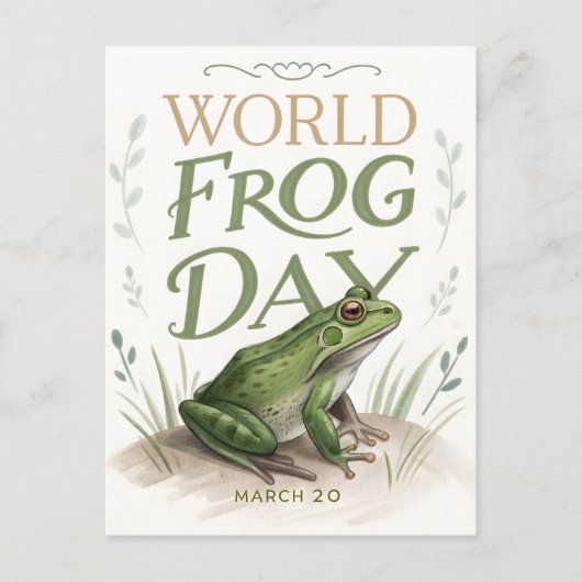 World Frog Day Watercolor Nature Art シーズンポストカード (正面)