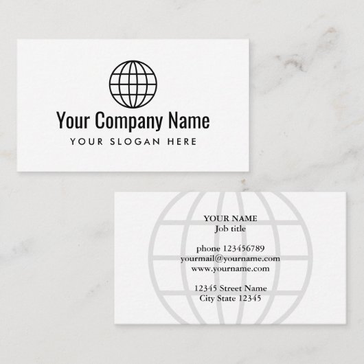World Globeロゴの名刺テンプレート 名刺 (正面/裏面)