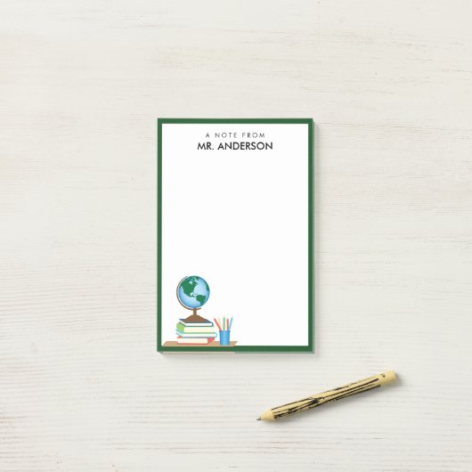 World Globe on Stack of Books先生 ポストイット (デスク上)