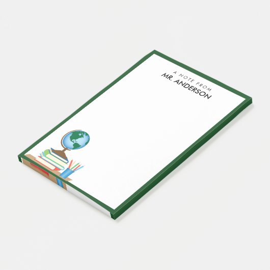 World Globe on Stack of Books先生 ポストイット (アングル)