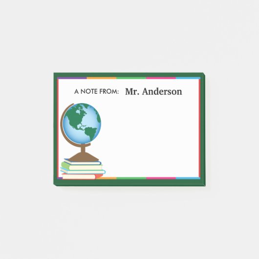 World Globe on Stack of Books先生 ポストイット (正面)