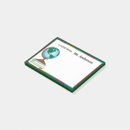 World Globe on Stack of Books先生 ポストイット (アングル)