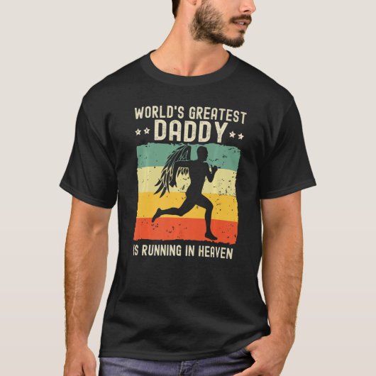 World Greatest Daddy Running in Heaven Family Memo Tシャツ (正面)