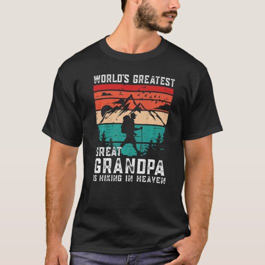 World Greatest Great Grandpa Hiking in Heaven Memo Tシャツ (正面)