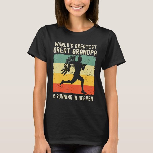 World Greatest Great Grandpa Running in Heaven Mem Tシャツ (正面)