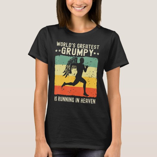 World Greatest Grumpy Running in Heaven Family Mem Tシャツ (正面)