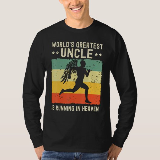 World Greatest Uncle Running in Heaven Family Memo Tシャツ (正面)