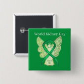 World Kidney Day認識度リボンピンボタン 缶バッジ (正面&裏面)