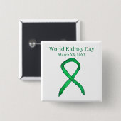 World Kidney Day認識度リボンピンボタン 缶バッジ (正面&裏面)