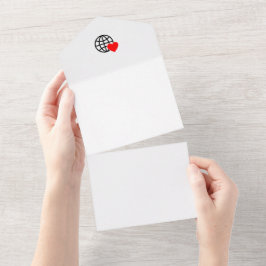 World Love Globe Icon | Heart Earth Summer Design オールインワン招待状