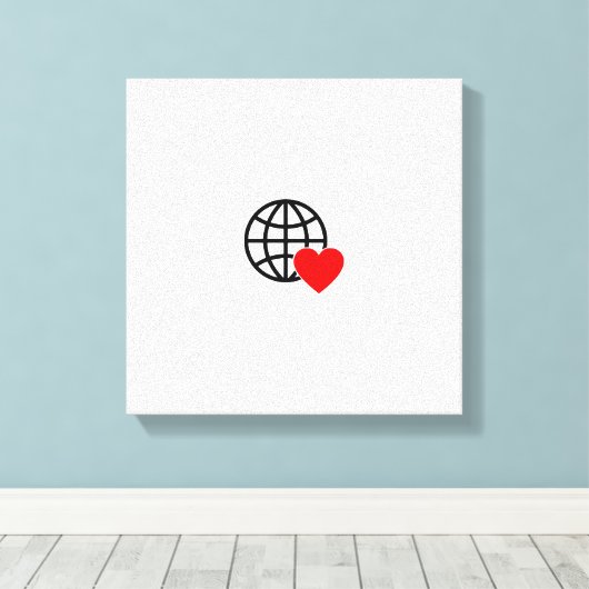 World Love Globe Icon | Heart Earth Summer Design キャンバスプリント (インサイチュ (ウッドフロア))