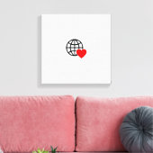 World Love Globe Icon | Heart Earth Summer Design キャンバスプリント (インサイチュ (リビング))