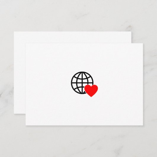 World Love Globe Icon | Heart Earth Summer Design サンキューカード (正面/裏面)
