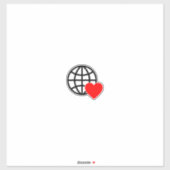 World Love Globe Icon | Heart Earth Summer Design シール (シート)