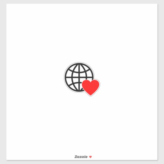World Love Globe Icon | Heart Earth Summer Design シール (シート)