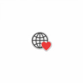 World Love Globe Icon | Heart Earth Summer Design シール (正面)