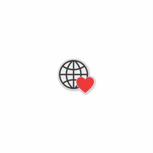 World Love Globe Icon | Heart Earth Summer Design シール (正面)
