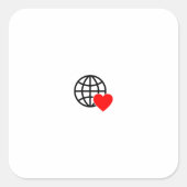 World Love Globe Icon | Heart Earth Summer Design スクエアシール (正面)