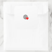 World Love Globe Icon | Heart Earth Summer Design スクエアシール (バッグ)