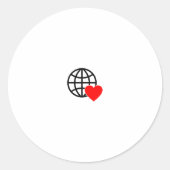 World Love Globe Icon | Heart Earth Summer Design ラウンドシール (正面)