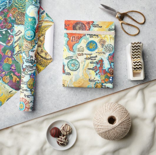 World Map  ラッピングペーパー (クラフト)