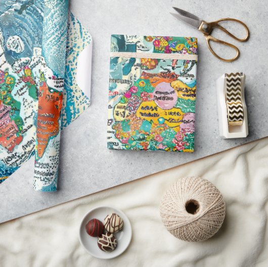 World Map  ラッピングペーパー (クラフト)