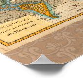 World Map 1700s Antique  ポスター (角)