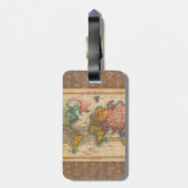 World Map 1700s Antique Continents ラゲッジタグ (裏面縦)