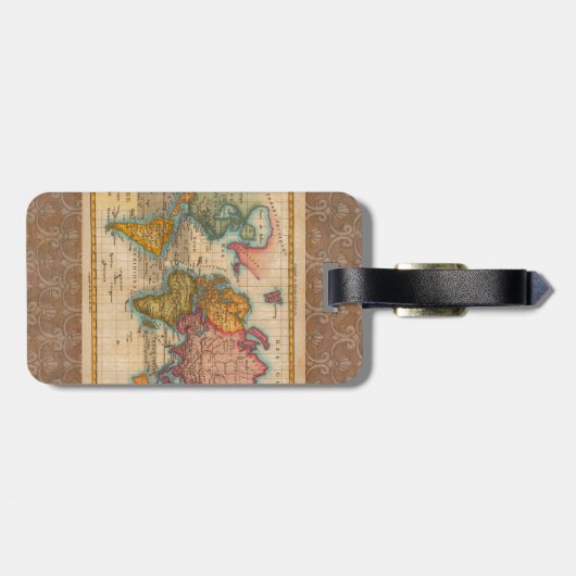 World Map 1700s Antique Continents ラゲッジタグ (裏面横)