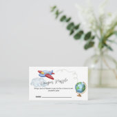 World Map Airplane Diaper Raffle Baby Shower エンクロージャーカード (スタンド正面)