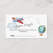 World Map Airplane Diaper Raffle Baby Shower エンクロージャーカード (正面)