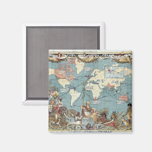 World map-British Empire-1886 マグネット (正面/裏面)