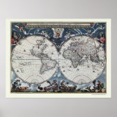 World Map by Joan Blaeu - 1664 ポスター (正面)
